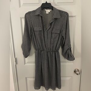 Vintage Max Studio Long Sleeve Black and White Checkered Dress Size Large